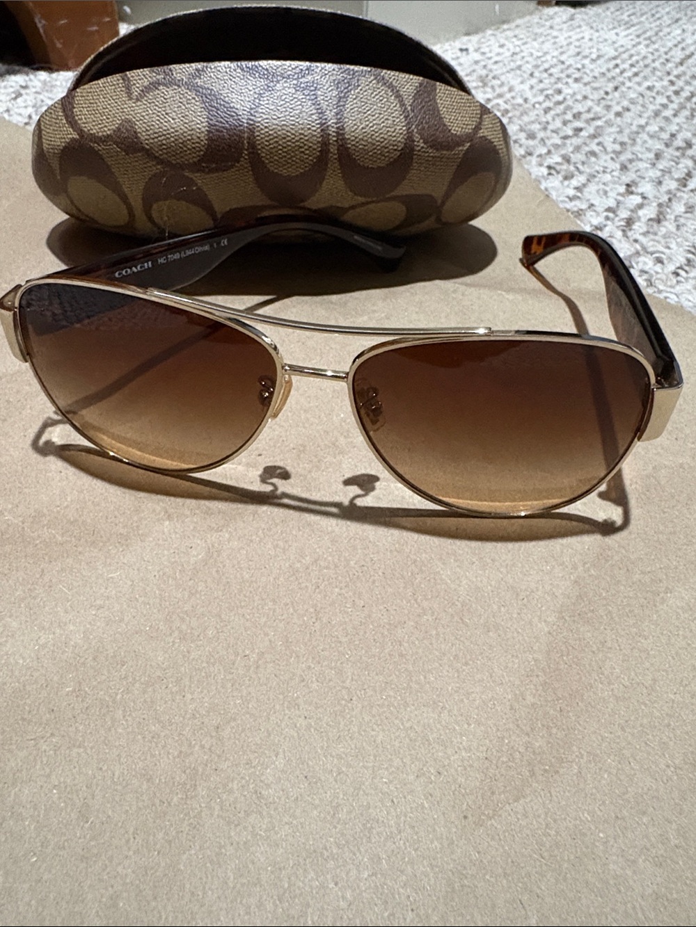 Coach Aviators Gold/Tortoise 920913 7049 L944 Olivia -VGUC